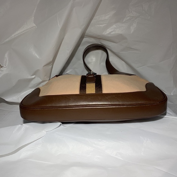 Gucci Vintage Blush Canvas & Brown Leather Jackie Leather & Canvas Shoulder Bag - Picture 9 of 15